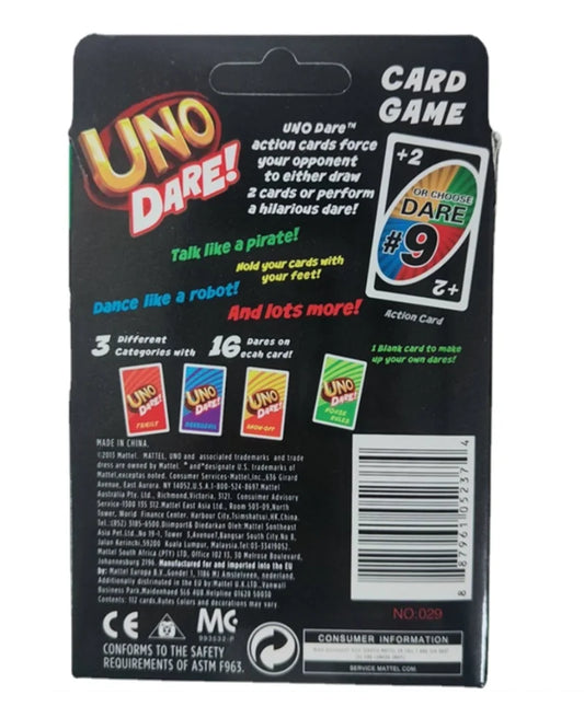 Mattel Games UNO DARE! Card Game Multiplayer UNO Card Game Family Party Games Toys Kids Toy Playing Cards