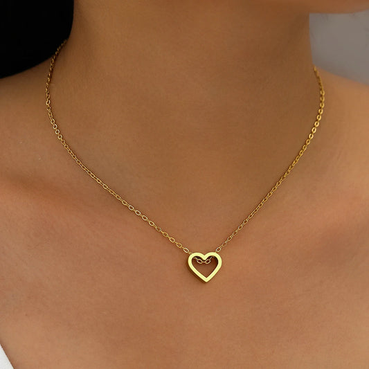 Stainless Steel Necklaces Sweet Heart Pendant Kpop Exquisite Chain Choker Necklace For Women Jewelry Wedding Festival Party Gift